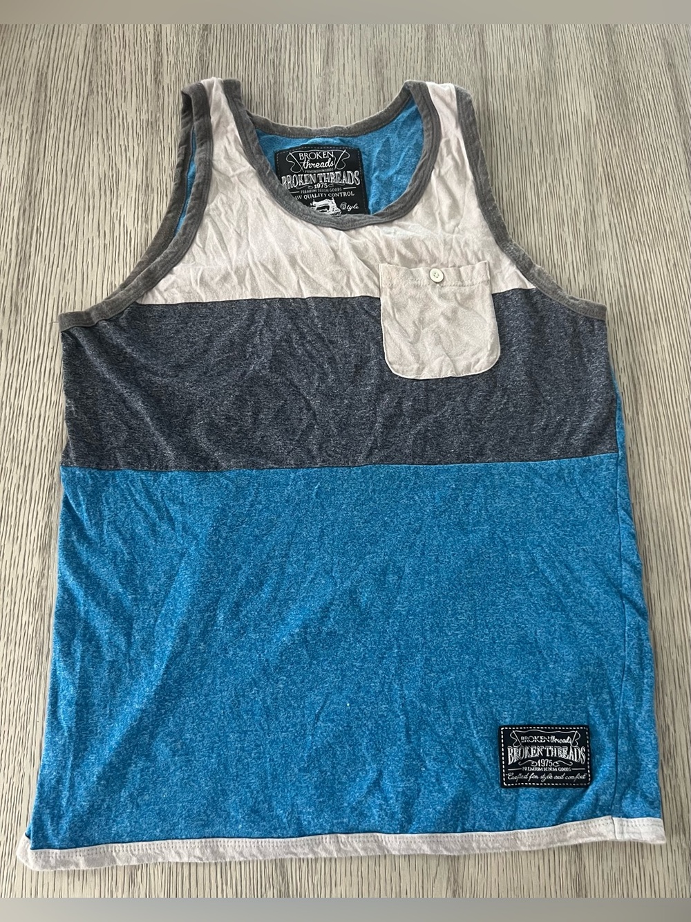 Broken Threads Blue Colorblock Tank Top